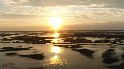 Sunset over Georgia marshland Stock Footage 104445882