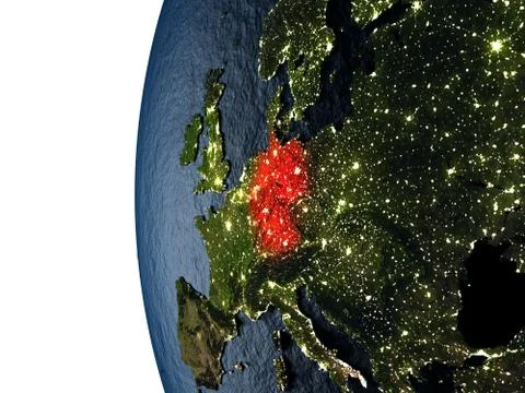 Sunset over Germany from space Illustrazione stock