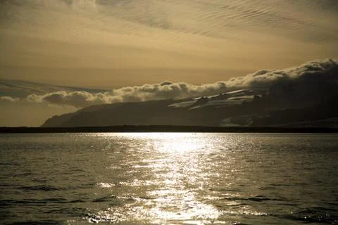 Sunset over the glacier Stock Photos