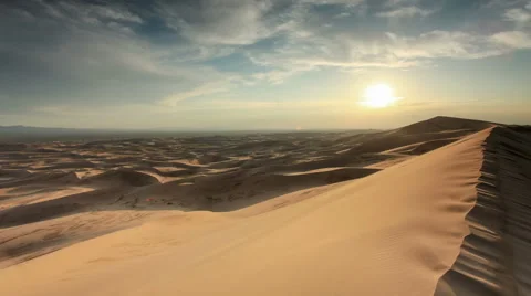 Sunset over the Gobi desert, dune Hongoryn, Mongolia. Full HD Stock Footage 68670439