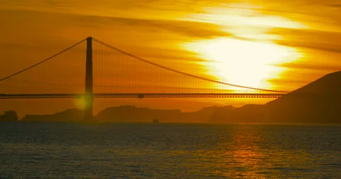 Sunset over The Golden Gate Bridge San Francisco 2015 Stock Footage 52966643