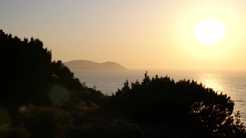 Sunset over the Greek Ocean Stock Footage 157815656