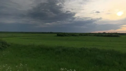 Sunset over green fields Video stock 172099145