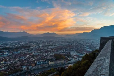 Sunset over Grenoble Foto stock