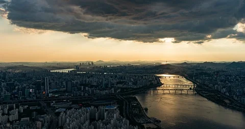 Sunset over Han river Stock Footage 111824828