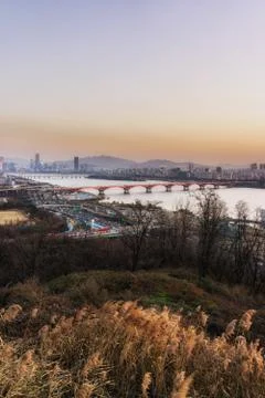 Sunset over han river Stock Photos