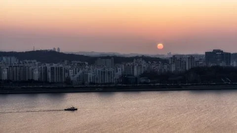 Sunset over the han river Stock Photos