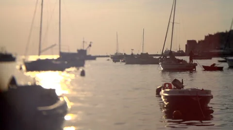 Sunset over harbor Stock Footage 40102728