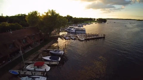Sunset over harbor Video stock 106216890