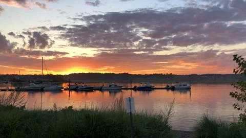 Sunset Over Harbor Stock Footage 252149601