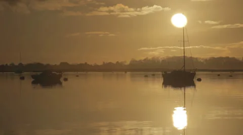 Sunset over Harbour with Boats 스톡 동영상 34293361