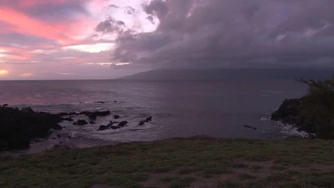 Sunset over hawaiian peninsula Stock Footage 74096650