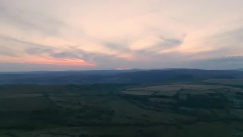 Sunset over Haytor Rocks from a drone, Dartmoor Park, Devon, England Stock Footage 206329598