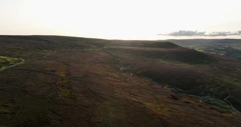 Sunset over heather moors Stock Footage 249599994