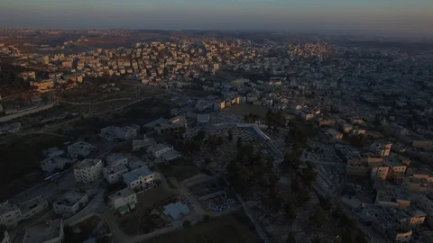 Sunset over Hebron, Middle eastern city Stock Footage 95957286