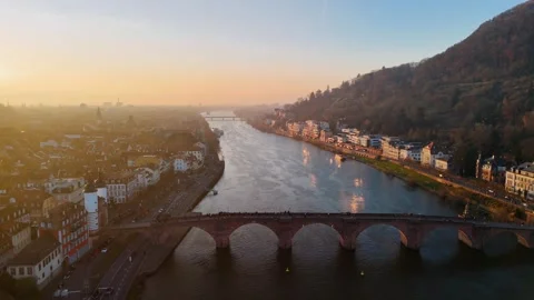 Sunset over Heidelberg + old bridge Stock-Footage 297781956