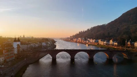 Sunset over Heidelberg + old bridge Stock-Footage 297783729