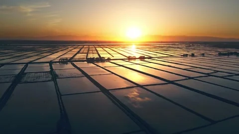 Sunset over the Hetao Plain - Golden Rice Fields Stock Footage 257297425