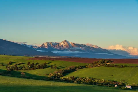 Sunset over High Tatra mountains, Slovakia Stock Footage 154671524