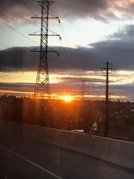 Sunset over the Highway Stock Photos