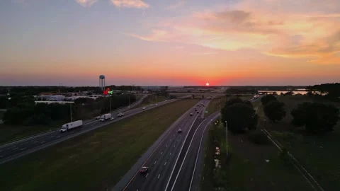 Sunset over the highway road Stock Footage 247232846