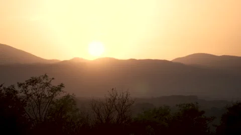 Sunset Over the Hill Stock Footage 253406094