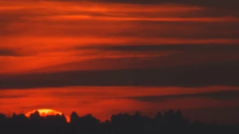 Sunset Over Hills and Clouds Stock Footage 84877691