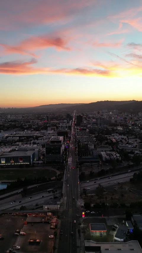 Sunset Over Hollywood Los Angles California Stock-Footage 203984899