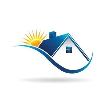 Sunset over Home Logo. Vector Illustration Stock Illustration