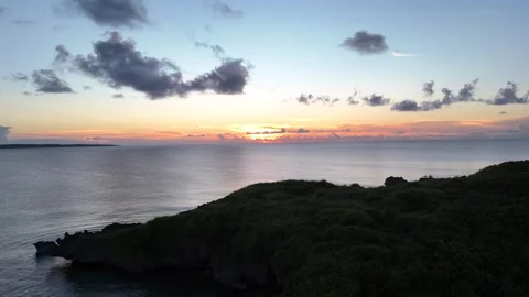 Sunset Over the Horizon Captured by Drone in Miyako Island, Okinaw 스톡 동영상 319989779