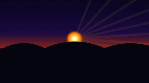 Sunset Over Horizon with Orange Sun Rays Animation Stock Footage 340364984