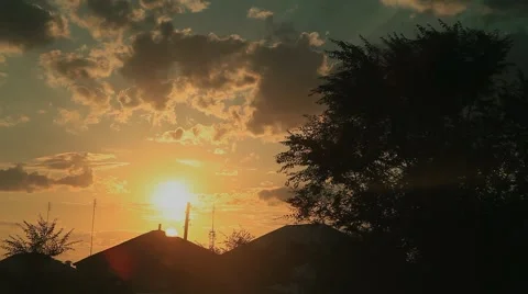 Sunset over the houses Stock Footage 47108597