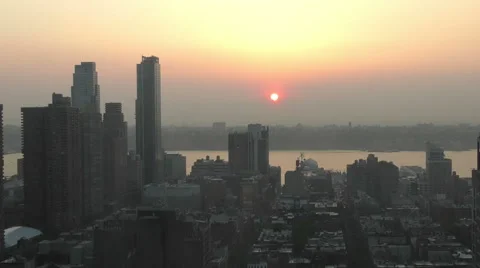 Sunset over Hudson river time lapse Stock Footage 50187223