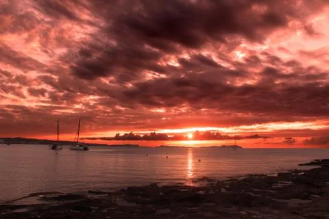 Sunset over ibiza Stock Photos