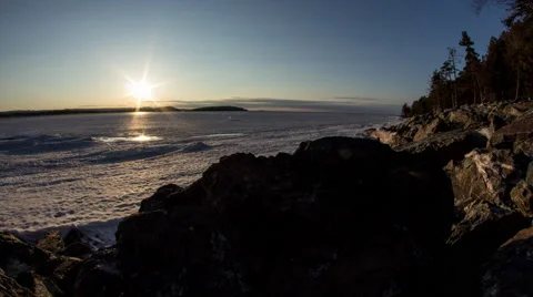 Sunset over the ice Stock Footage 40416845