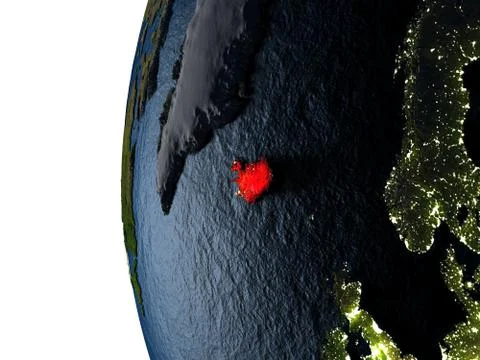 Sunset over Iceland from space Stock Illustration