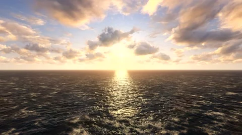 Sunset over idyllic ocean setting Stockbeeldmateriaal 43162083