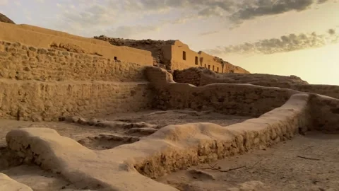 Sunset over the Incas ruins Los Paredones in Nazca Peru Stock Footage 203846476