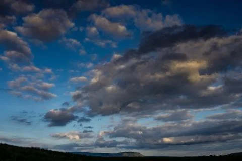 Sunset over Ingleborough is the second-highest mountain in the Yorkshire Dale Stock Photos