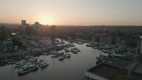 Sunset over Ipswich Waterfront Stock Footage 242120074