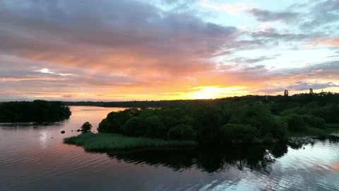 Sunset over irish lake Stock Footage 199444160
