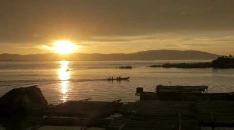 Sunset over the Irrawaddy River in Mandalay Burma (Myanmar) Stock Footage 65884500