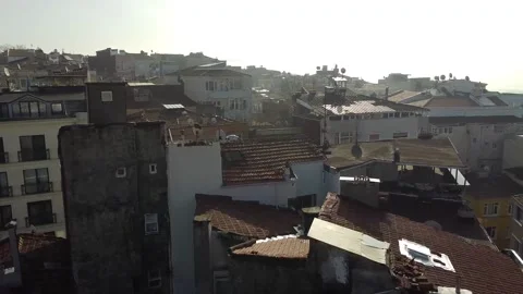 Sunset over Istanbul, Turkey. View of the Bosphorus, golden light Stock Footage 148068661
