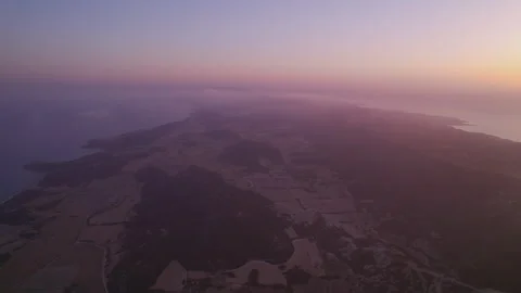 Sunset Over Karpaz Peninsula: Drone Footage of Northern Cyprus Landscape in the Stock Footage 329929725