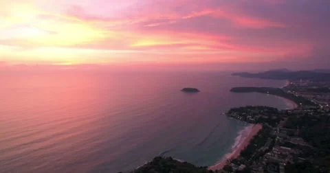 Sunset Over Kata Viewpoint Phuket Aerial Pan Shot Stock-Footage 63311668