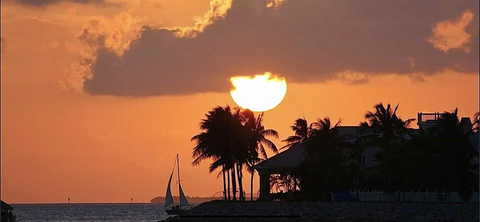 The sunset over the keys. Stock Photos