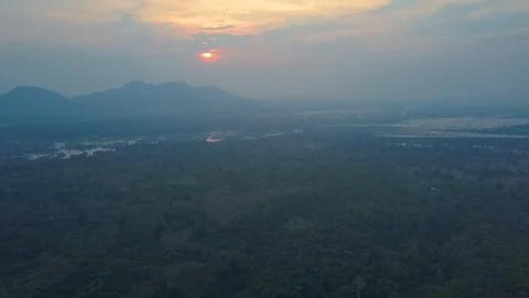 Sunset over the Khone Falls waterfall, Laos. Stock Footage 101934837