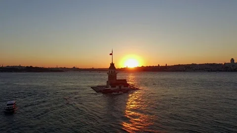 Sunset over Kizkulesi Bosphorus Istanbul Stock Footage 71971237