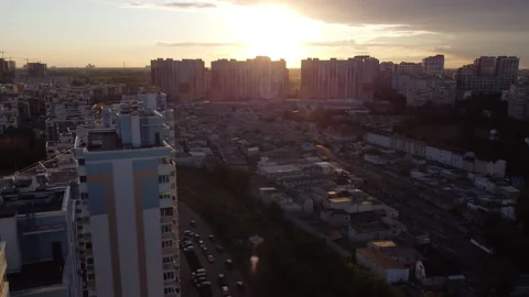 Sunset over Kyiv, Ukraine Stock Footage 167042959