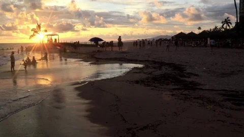 Sunset over la palapa on the beach Stock Footage 81180603